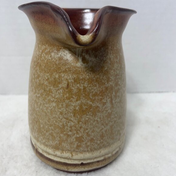 Handcrafted Brown Glazed Ceramic Pitcher Signed Saya - Picture 2 of 7